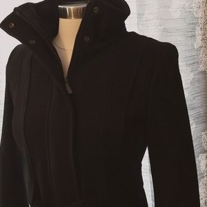 Calvin Klein 2 xs wool pleated tie zip winter coat